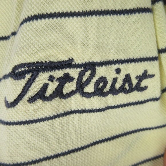 Titleist Butter Yellow Striped Pique Polo Size L Cotton - Picture 7 of 11